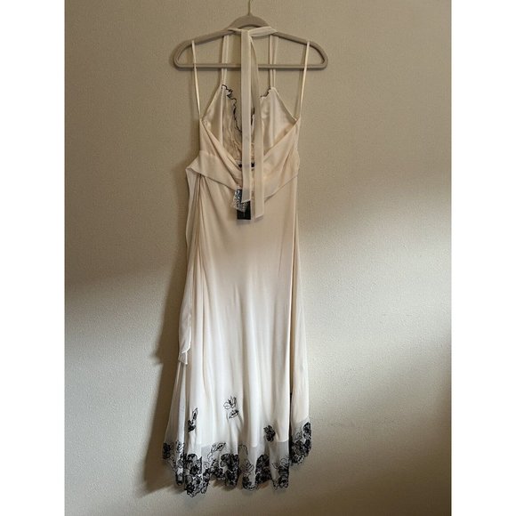 BCBGMAXAZRIA Dress 10 Ivory Black Silk Flowy Wedding Party Cruise NWT $228 - Picture 7 of 12